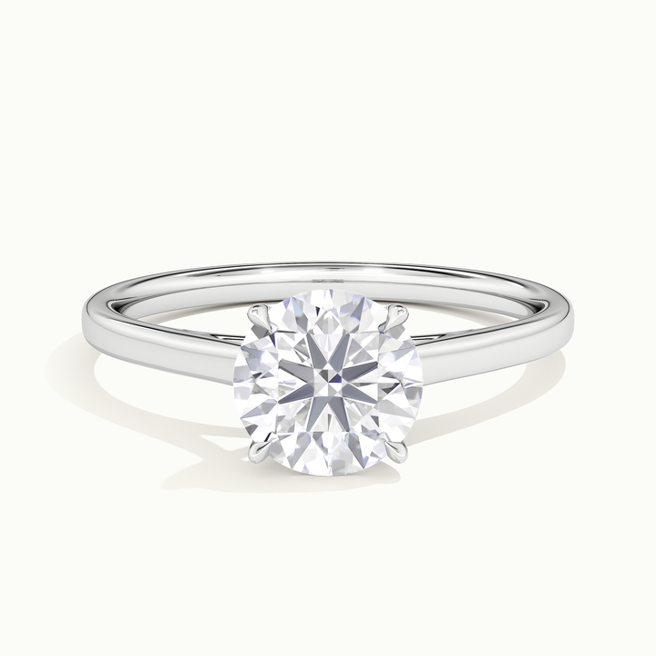 White gold round brilliant-cut cathedral hidden halo engagement ring, front view