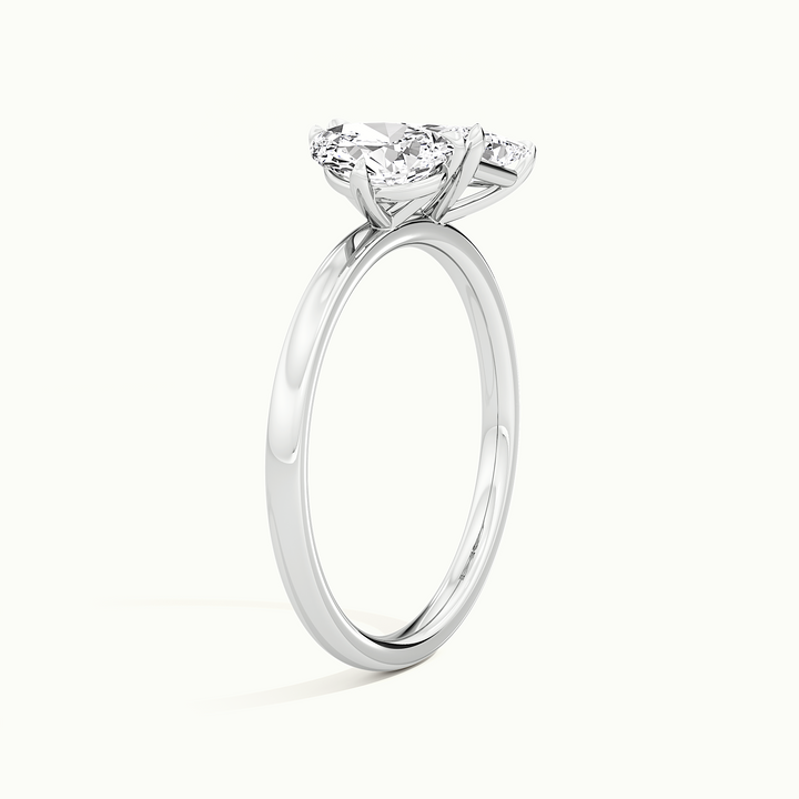 White gold toi et moi pear-and-radiant two-stone engagement ring, rear view showing the setting gallery