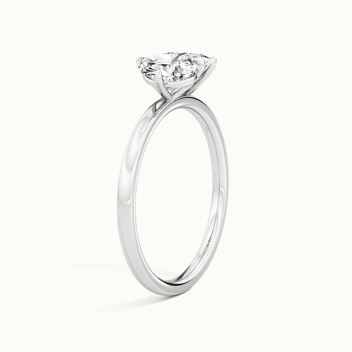 White gold toi et moi double pear two-stone engagement ring, rear view showing the setting gallery