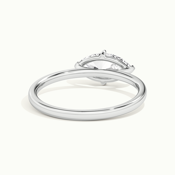 White gold marquise-cut east-west solitaire engagement ring, rear view showing the setting gallery