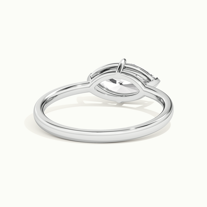 White gold marquise-cut east-west bezel-frame solitaire engagement ring, rear view showing the setting gallery