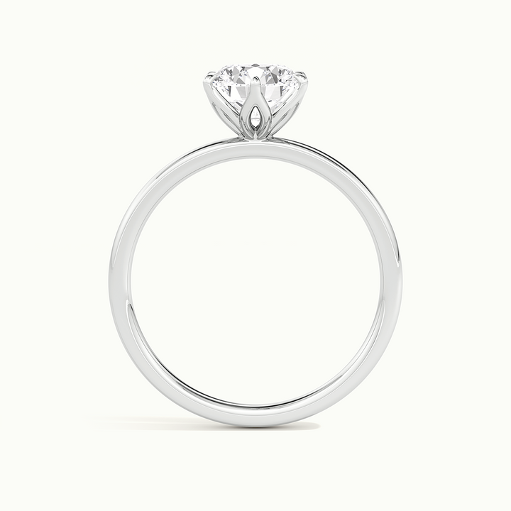 Rose gold oval-cut tulip setting engagement ring, side profile showing setting height