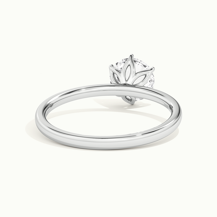 Rose gold oval-cut tulip setting engagement ring, rear view showing the setting gallery
