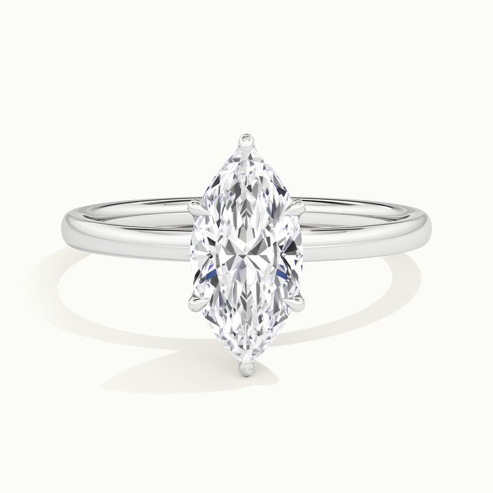 White gold marquise-cut tulip setting engagement ring, front view