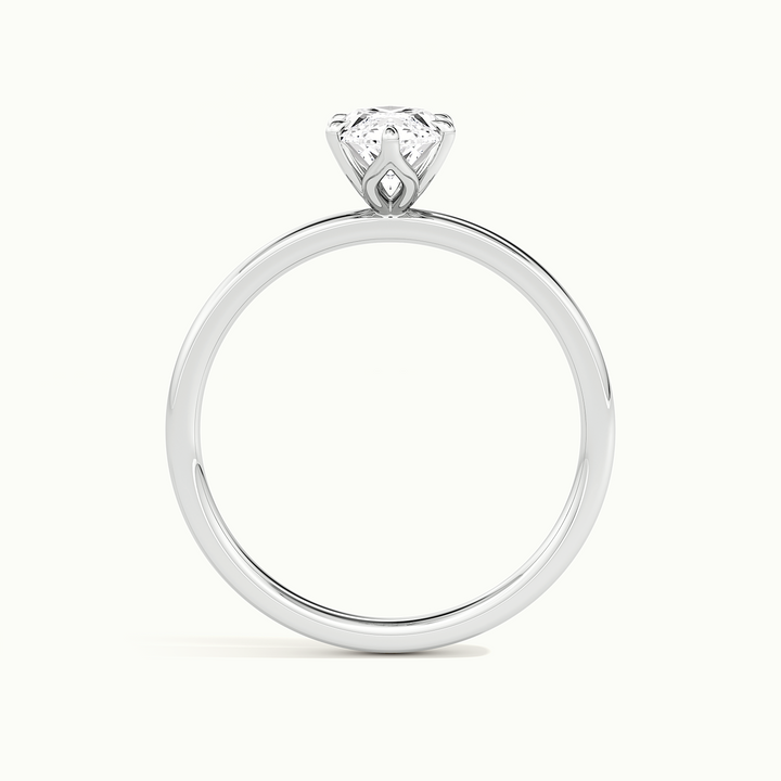 White gold marquise-cut tulip setting engagement ring, side profile showing setting height