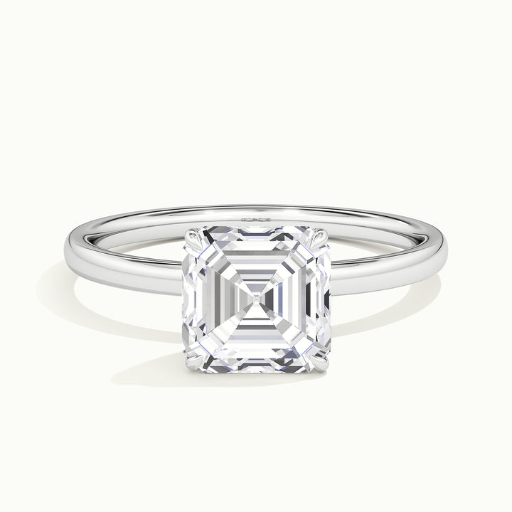 White gold Asscher-cut tulip setting engagement ring, front view