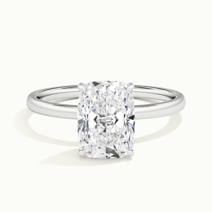 White gold elongated cushion-cut tulip setting engagement ring, front view