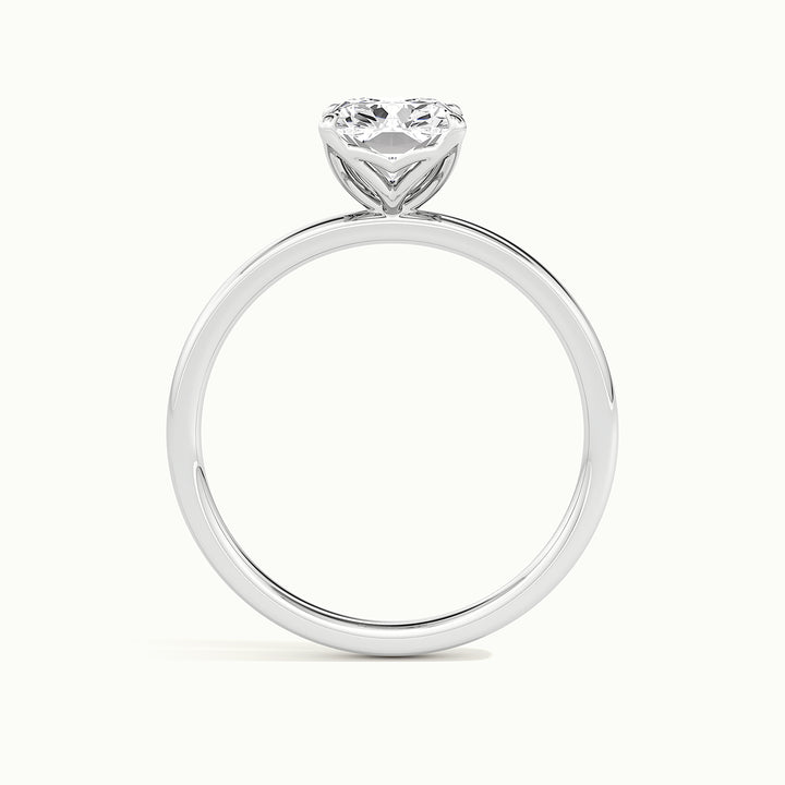 White gold elongated cushion-cut tulip setting engagement ring, side profile showing setting height