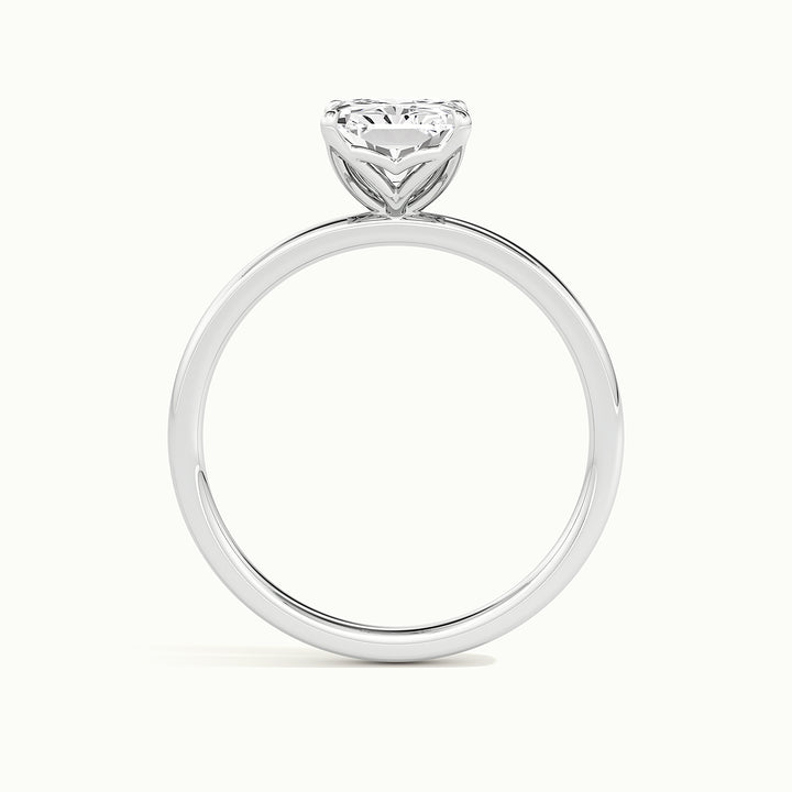White gold radiant-cut tulip setting engagement ring, side profile showing setting height