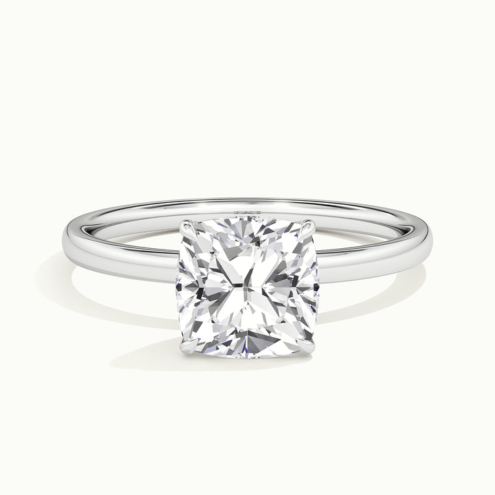 White gold cushion-cut tulip setting engagement ring, front view