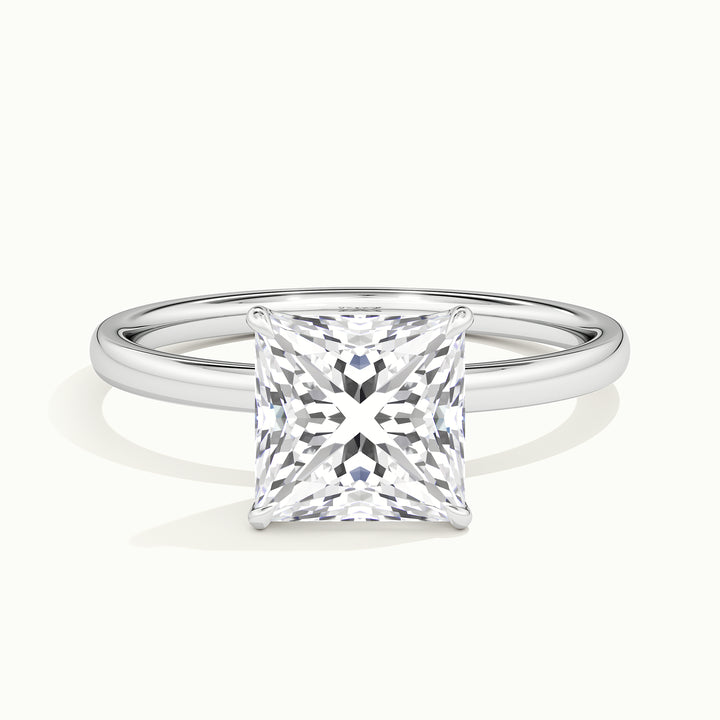 White gold princess-cut tulip setting engagement ring, front view