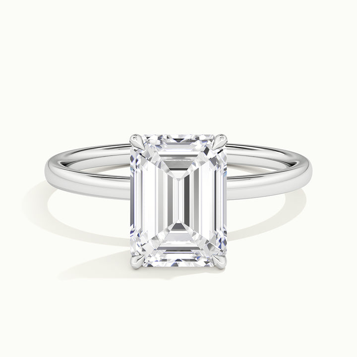 White gold emerald-cut tulip setting engagement ring, front view
