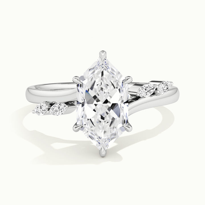 White gold Dutch marquise-cut hidden halo engagement ring, front view
