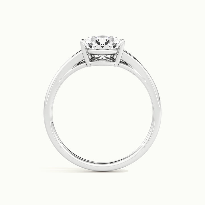 White gold pear-cut split shank engagement ring, side profile showing setting height