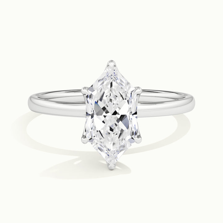 White gold Dutch marquise-cut tulip setting solitaire engagement ring, front view