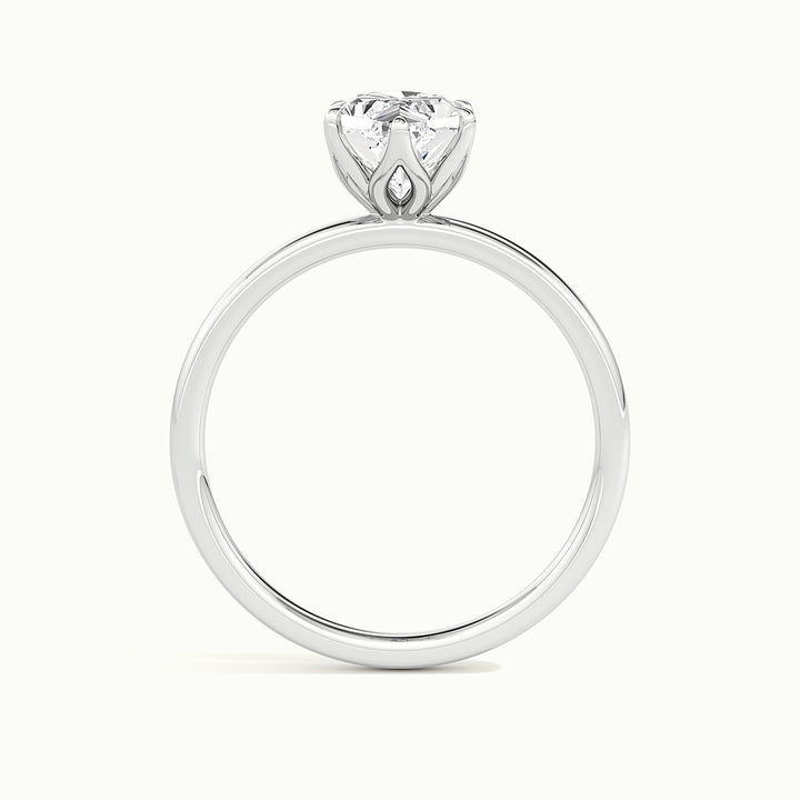 White gold Dutch marquise-cut tulip setting solitaire engagement ring, side profile showing setting height