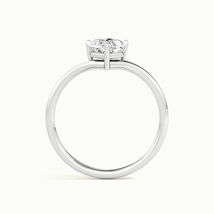 White gold Dutch marquise-cut V band solitaire engagement ring, side profile showing setting height