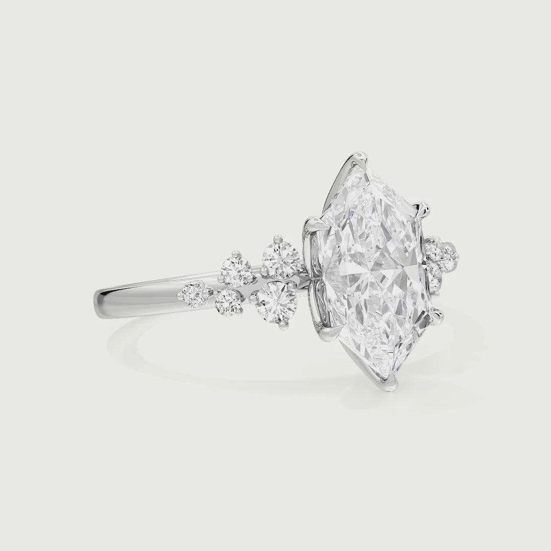 Regent Dutch Marquise Cut Side Stone Cluster Lab Grown Diamond Engagement Ring