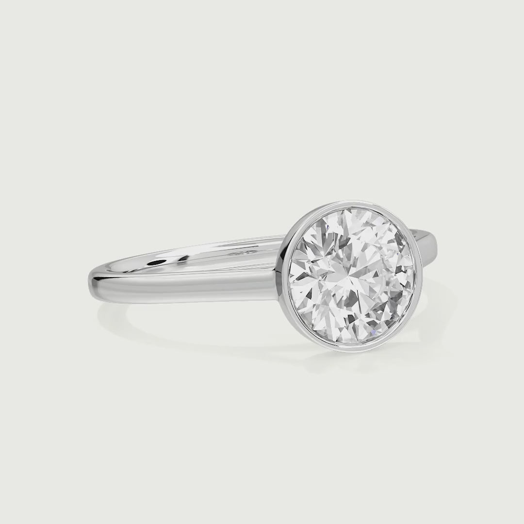 Florence Round Lab Grown Diamond Bezel Solitaire Engagement Ring