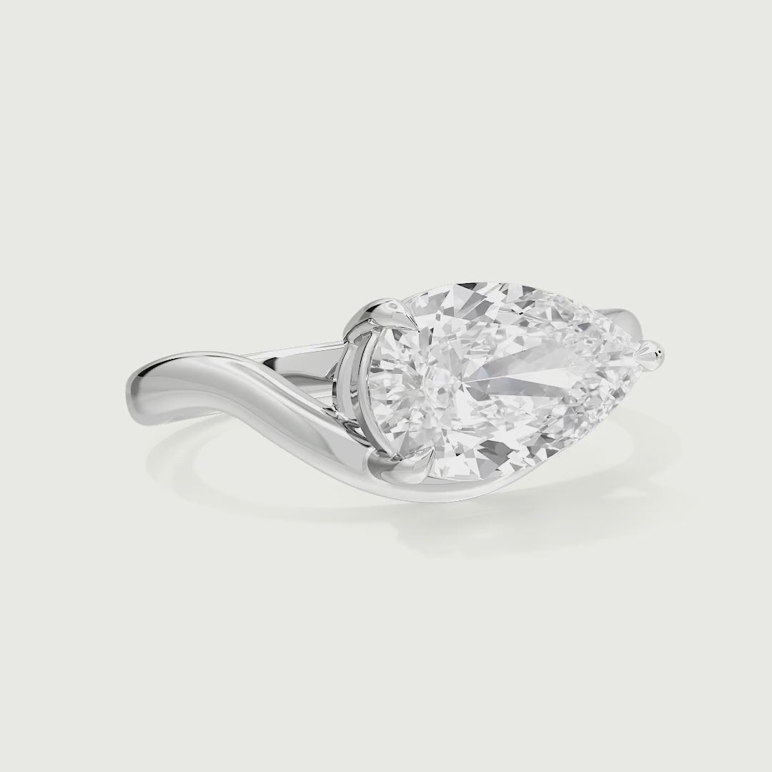 Ophelia Pear Cut East West Solitaire Lab Grown Diamond Ring