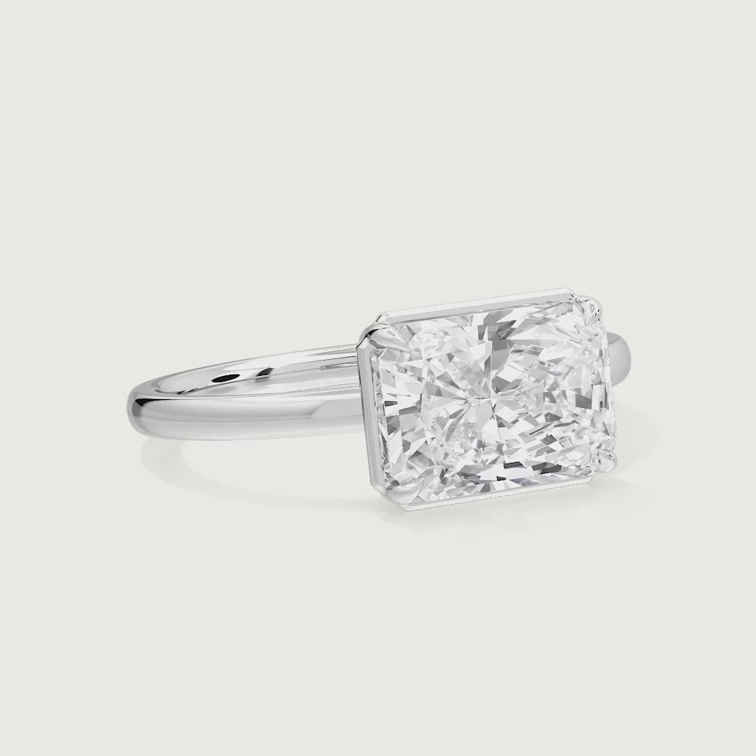 Brielle Radiant Cut East West with Bezel Frame Solitaire Lab Grown Diamond Ring