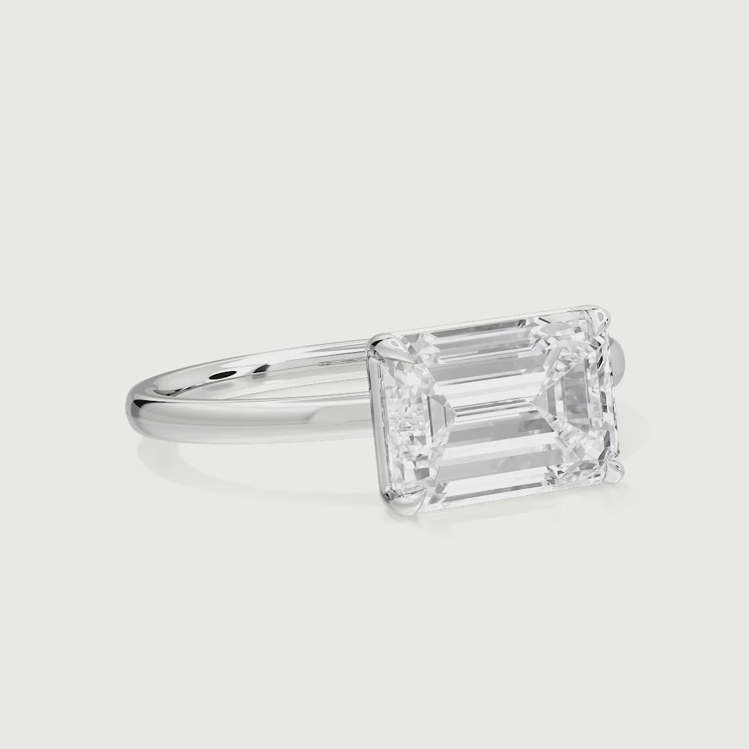 Tinsley Emerald Cut East West Solitaire Lab Grown Diamond Engagement Ring