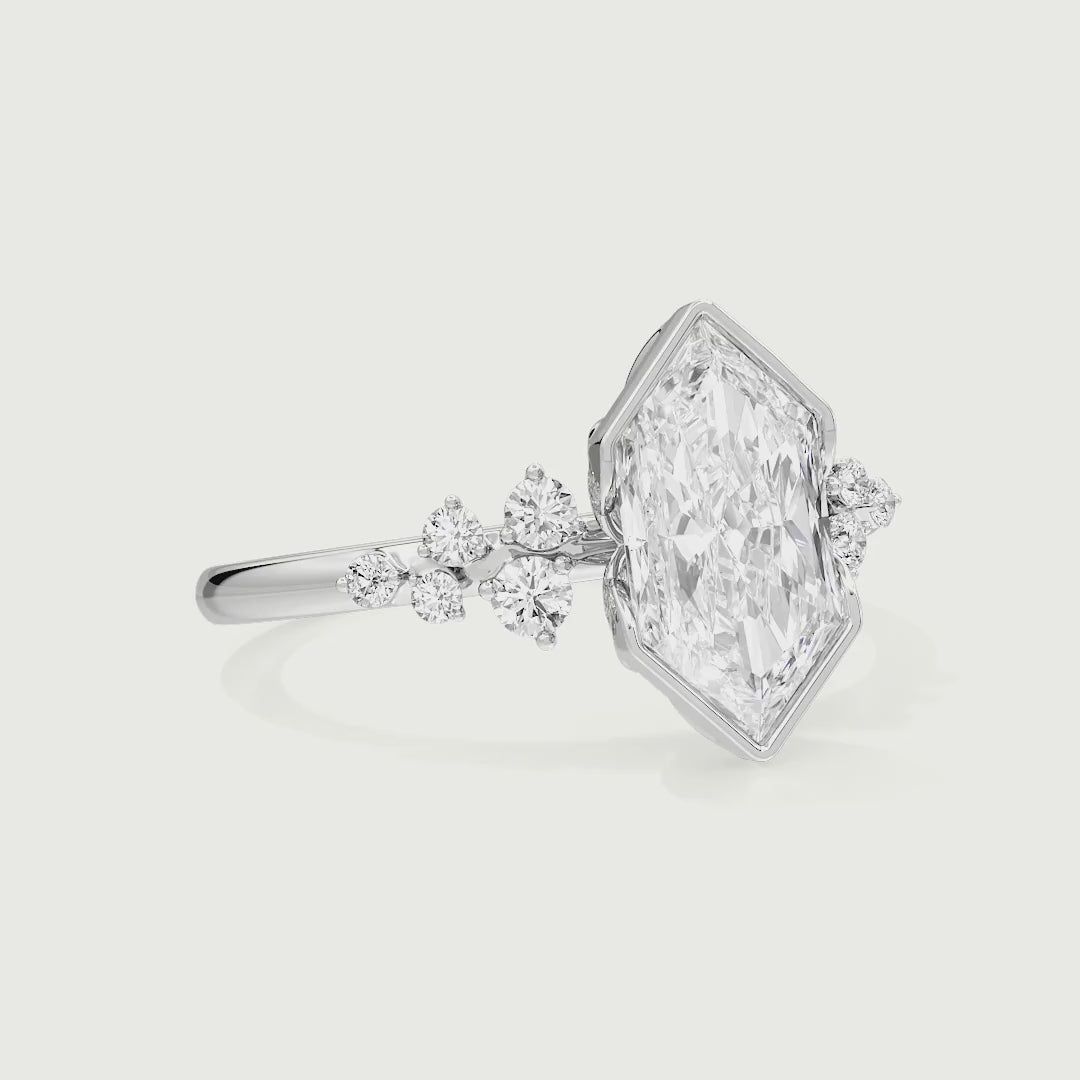 Gramercy Dutch Marquise Cut Bezel Side Stone Cluster Lab Grown Diamond Engagement Ring