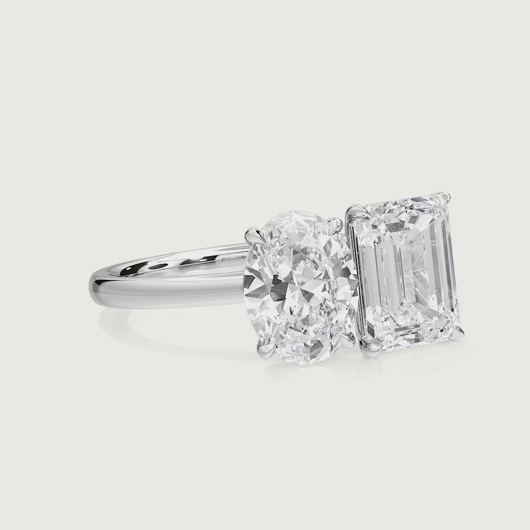 Penelope Toi Et Moi Oval & Emerald Lab Grown Diamond Engagement Ring