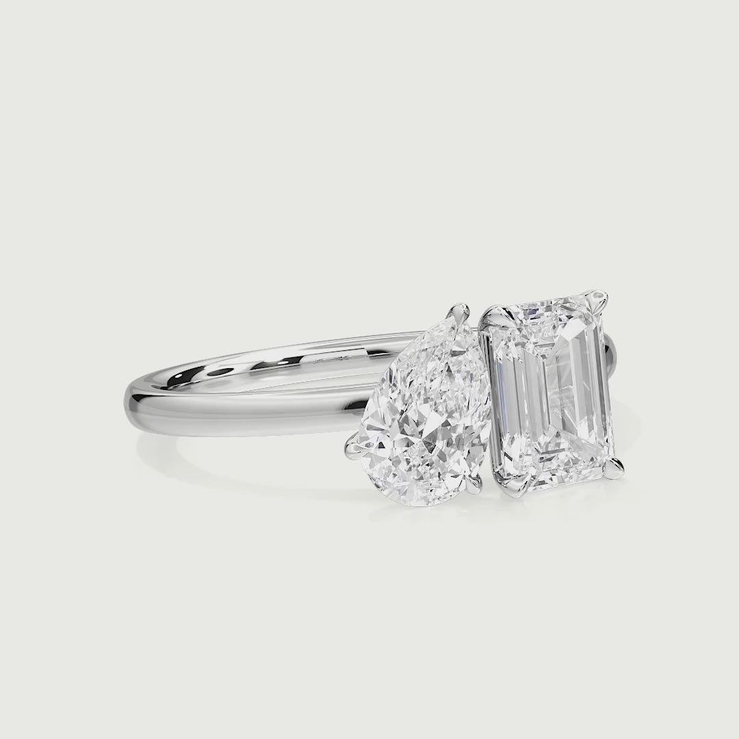 Penelope Toi Et Moi Pear & Emerald Lab Grown Diamond Engagement Ring