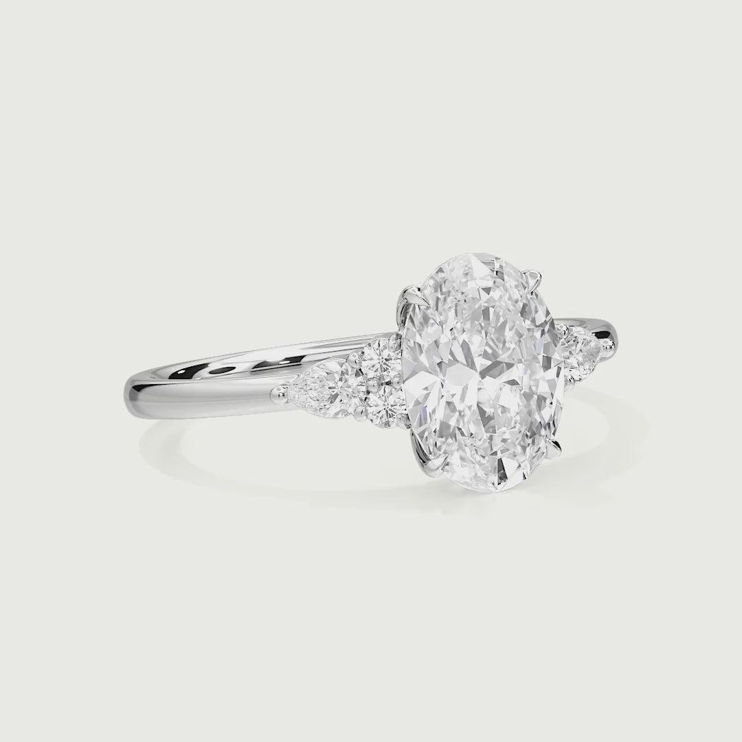 Braylee Three Stone Oval Cut Lab Grown Diamond Engagement Ring