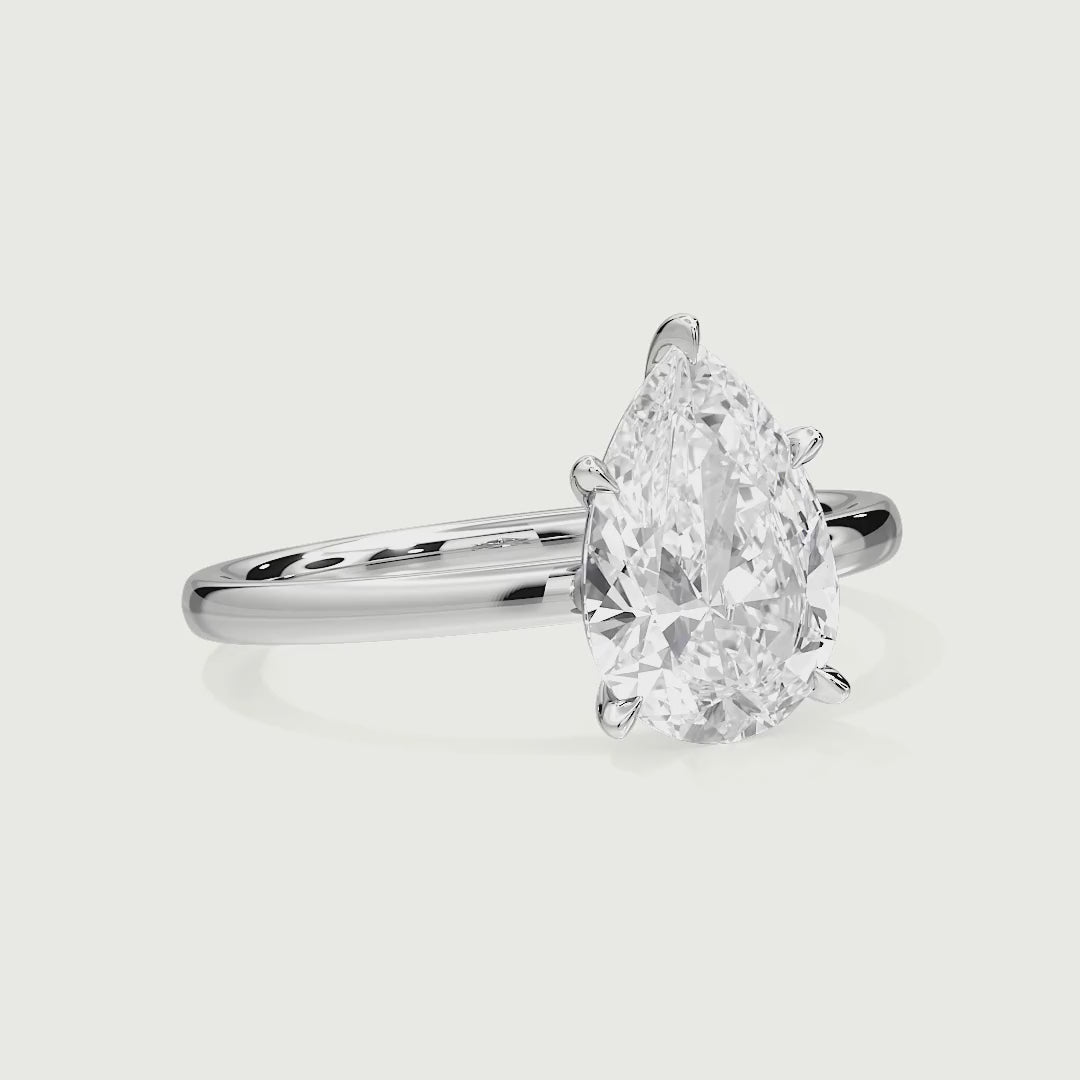 Adalyn Pear Lab Grown Diamond Low Profile Solitaire Engagement Ring