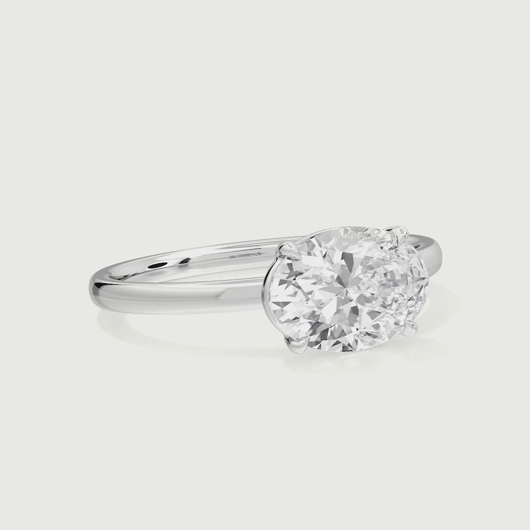 Josephine Oval Cut East West Solitaire Lab Grown Diamond Engagement Ring