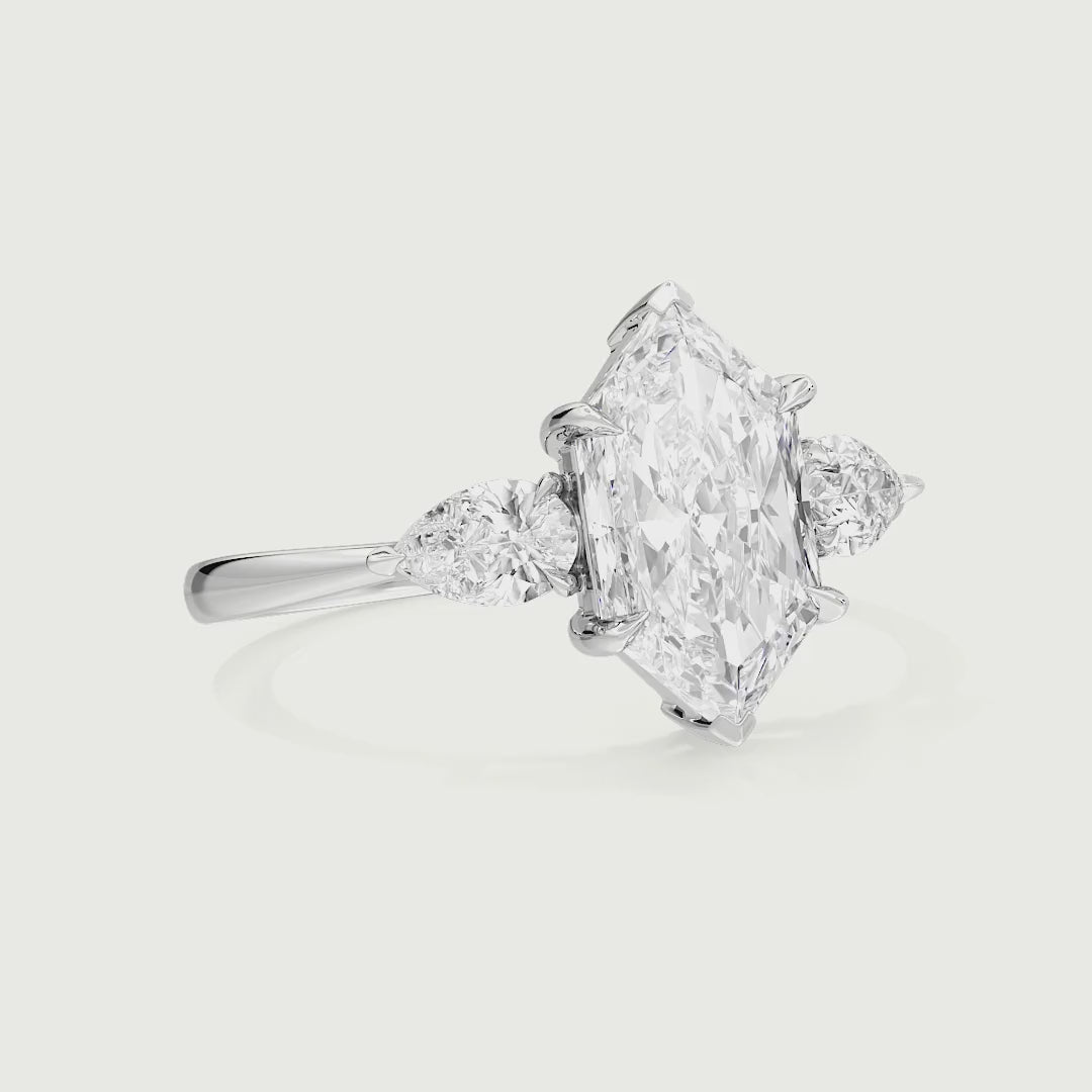 Alessia Three Stone Dutch Marquise Cut Lab Grown Diamond Engagement Ring