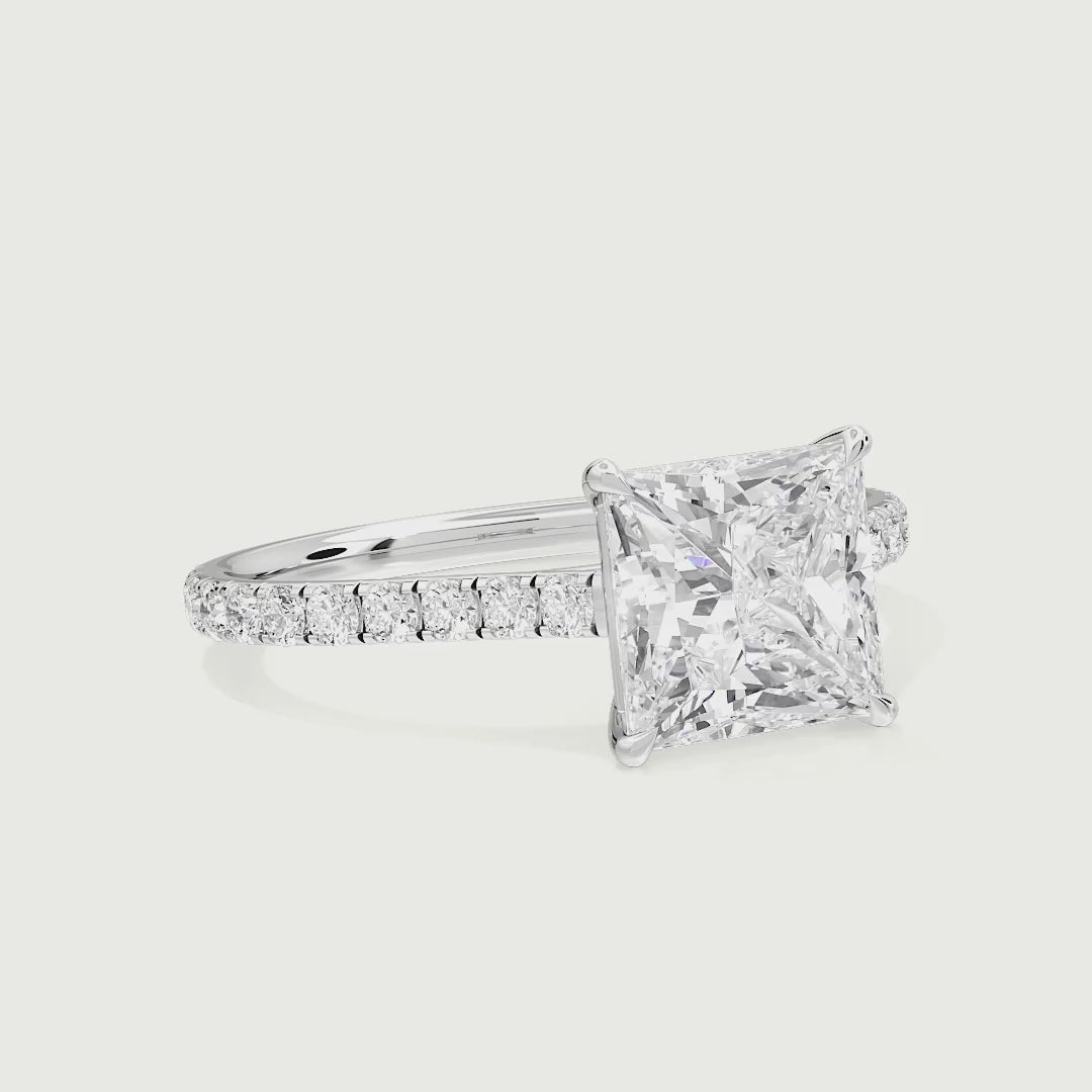 Oaklyn Princess Cut Pave Cathedral Lab Grown Diamond Engagement Ring