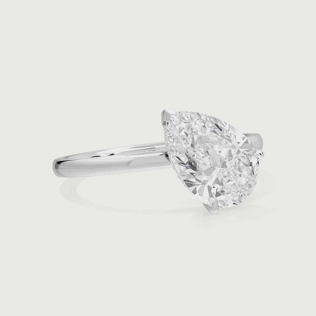 Georgia Tilted Pear Cut Lab Grown Diamond Hidden Halo Engagement Ring