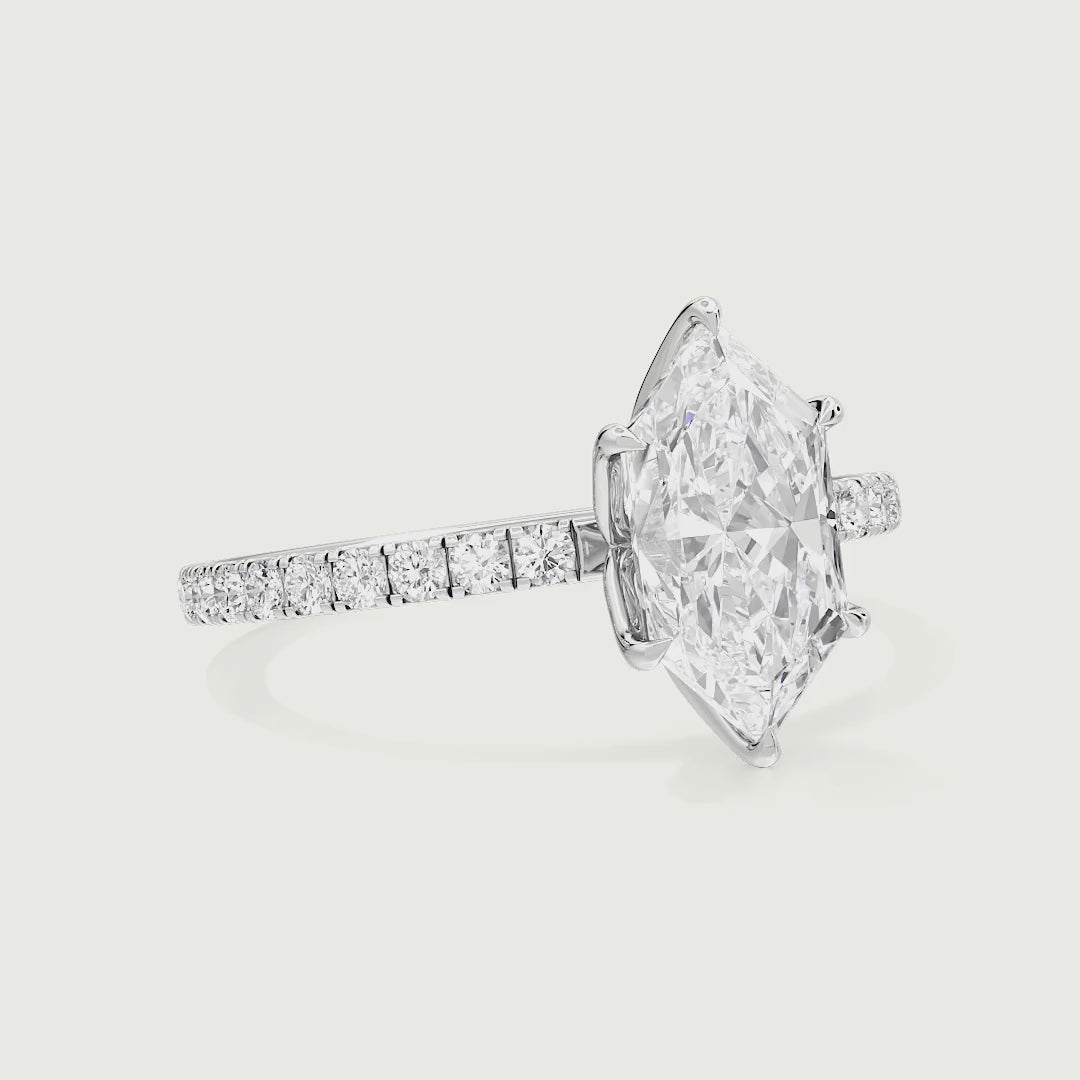 Emelia Dutch Marquise Lab Grown Diamond Pave Tulip Engagement Ring
