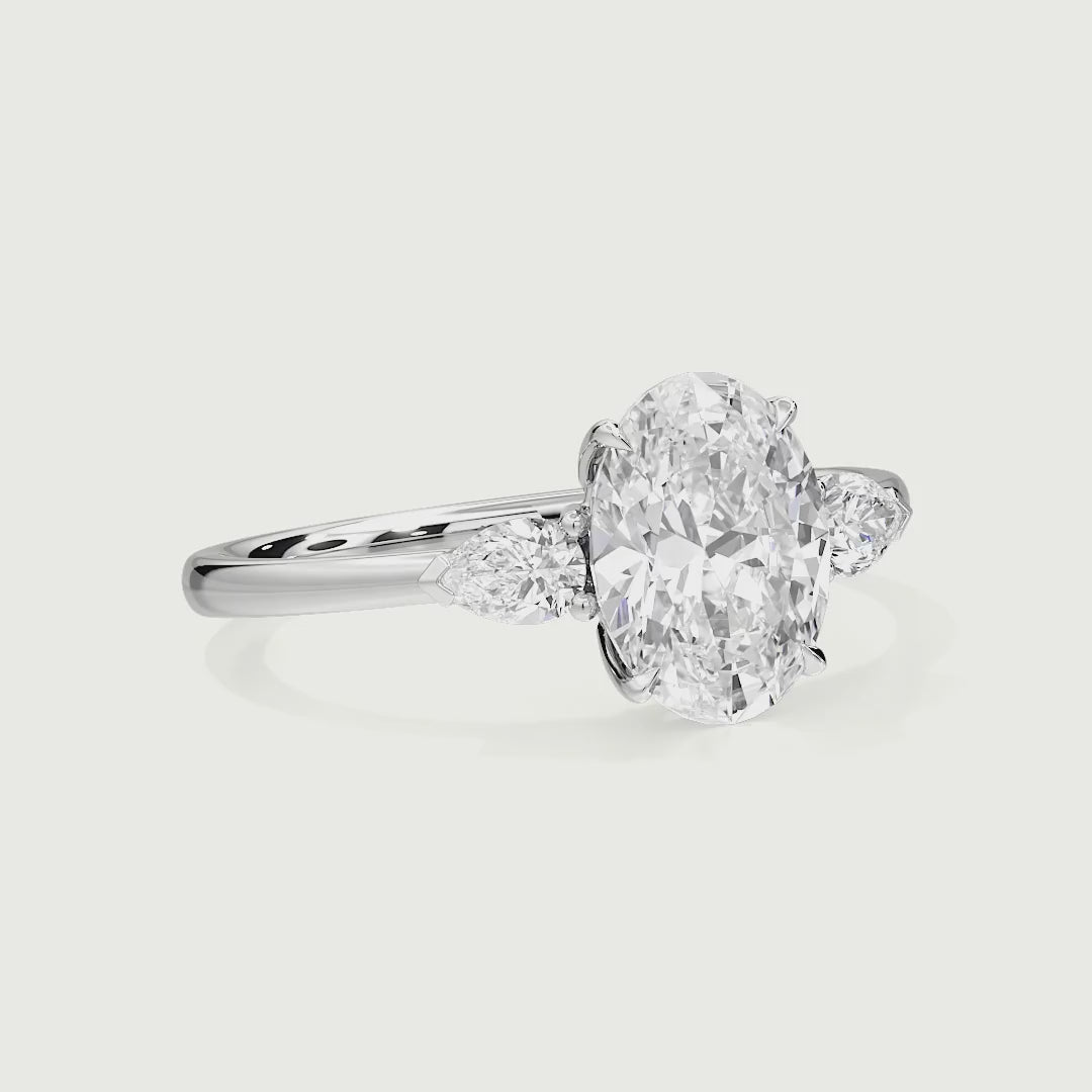 Creslyn Three Stone Oval Cut Lab Grown Diamond Engagement Ring