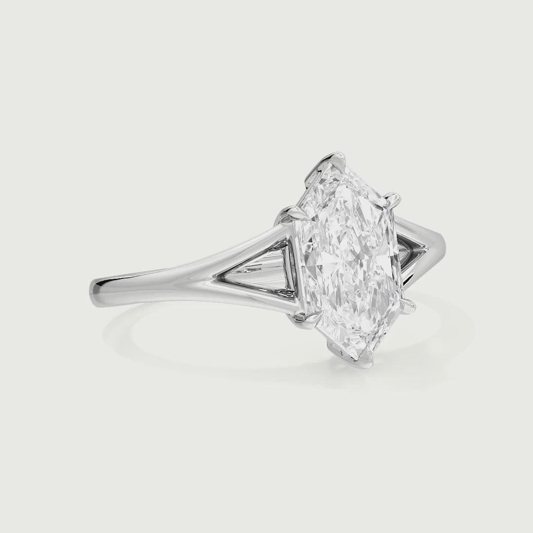Kaelyn Dutch Marquise Solitaire Lab Grown Diamond Split Shank Engagement Ring