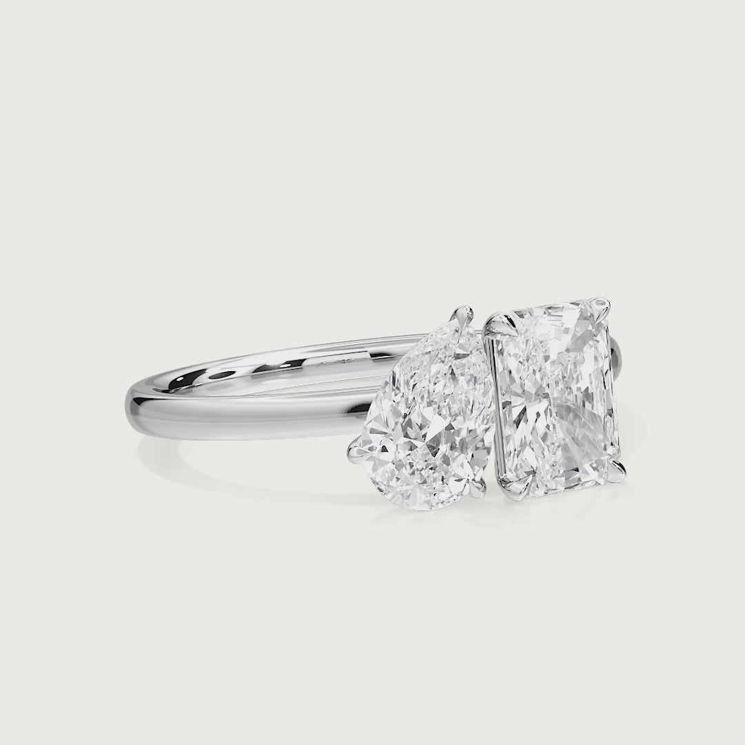 Penelope Toi Et Moi Pear & Radiant Lab Grown Diamond Engagement Ring