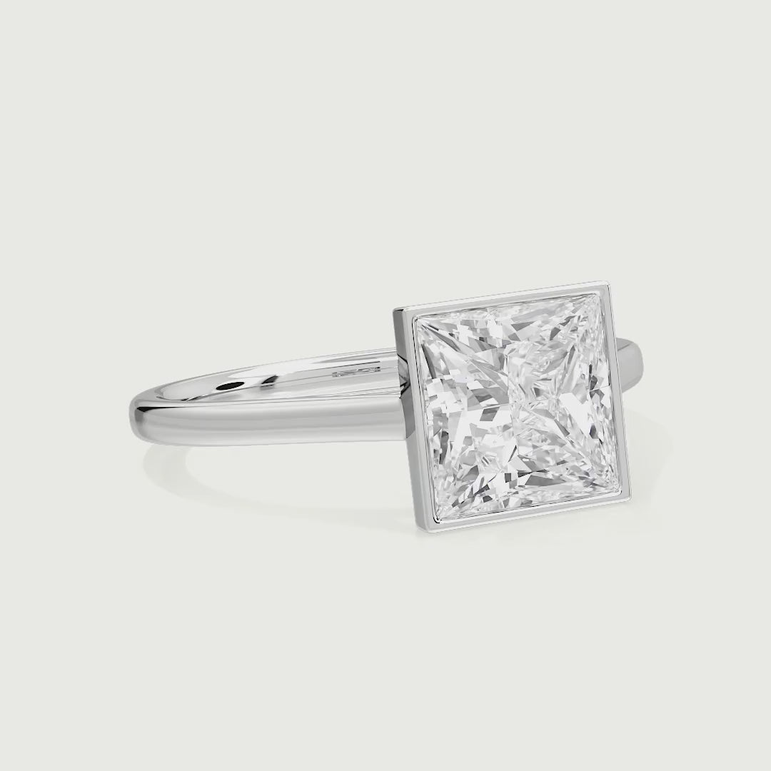 Florence Princess Cut Lab Grown Diamond Bezel Solitaire Engagement Ring