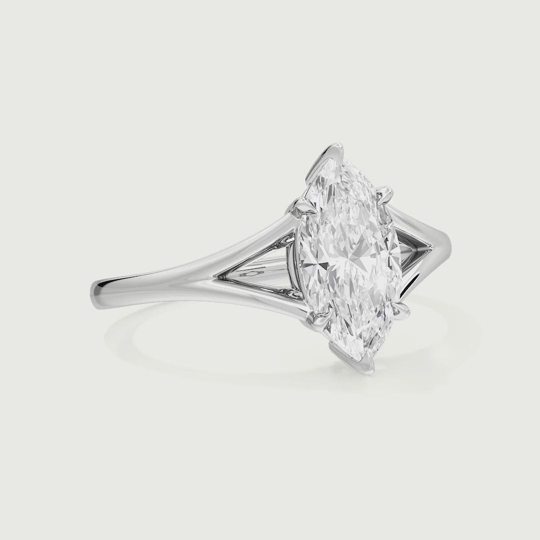 Avireya Marquise Cut Lab Grown Diamond Split Shank Engagement Ring