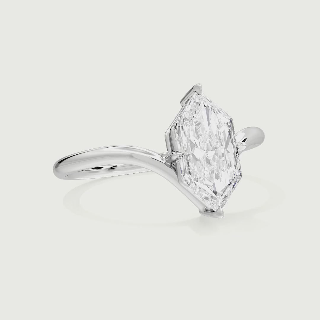Gabissa Dutch Marquise Cut V Band Solitaire Lab Grown Diamond Engagement Ring