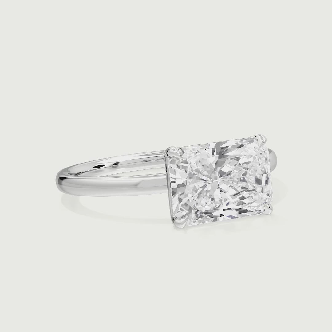 Roberta Radiant Cut East West Solitaire Lab Grown Diamond Engagement Ring