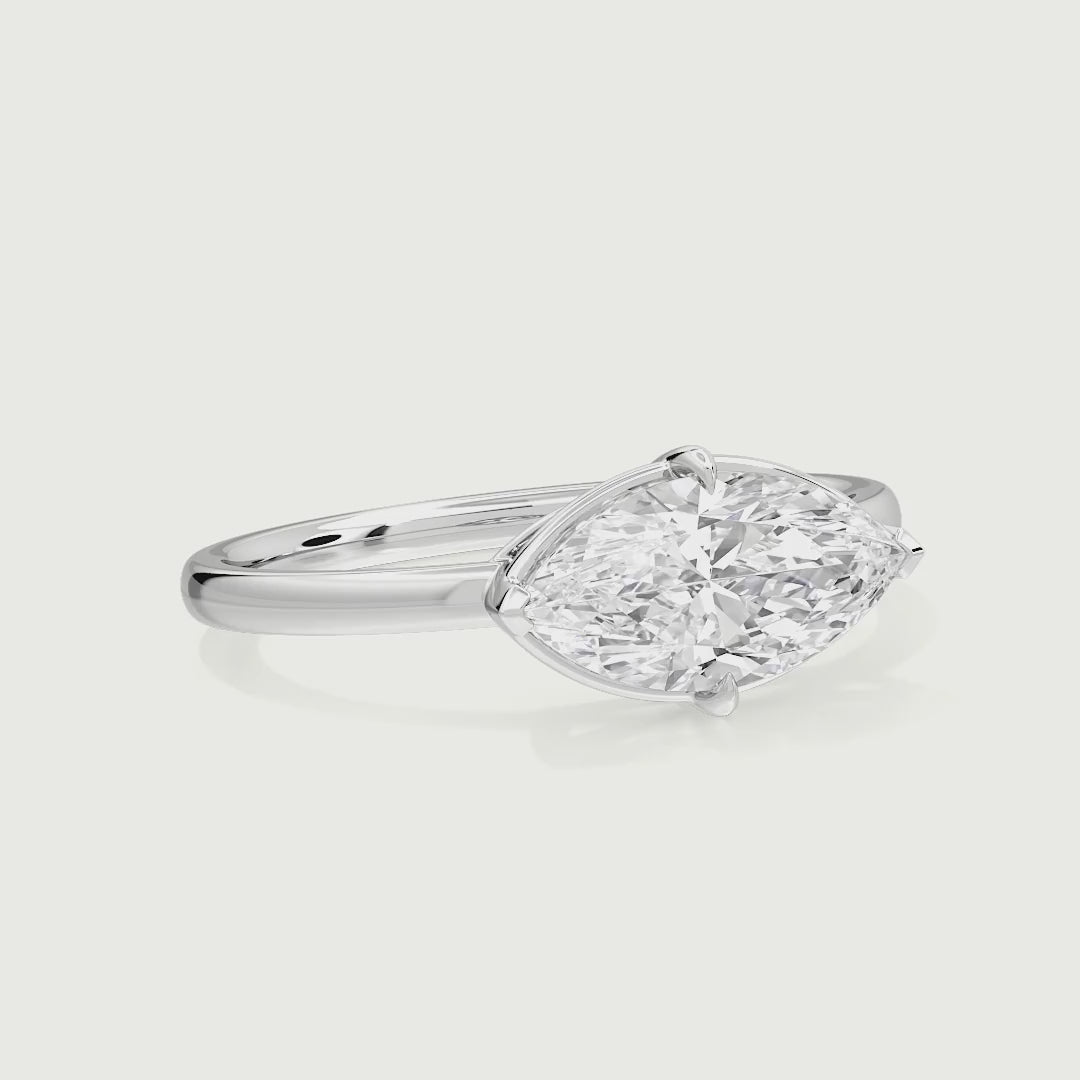 Verona Marquise Cut East West with Bezel Frame Solitaire Lab Grown Diamond Ring