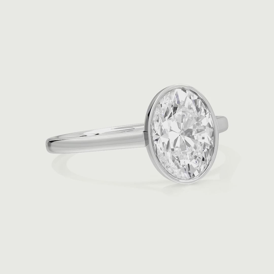 Florence Oval Cut Lab Grown Diamond Bezel Solitaire Engagement Ring