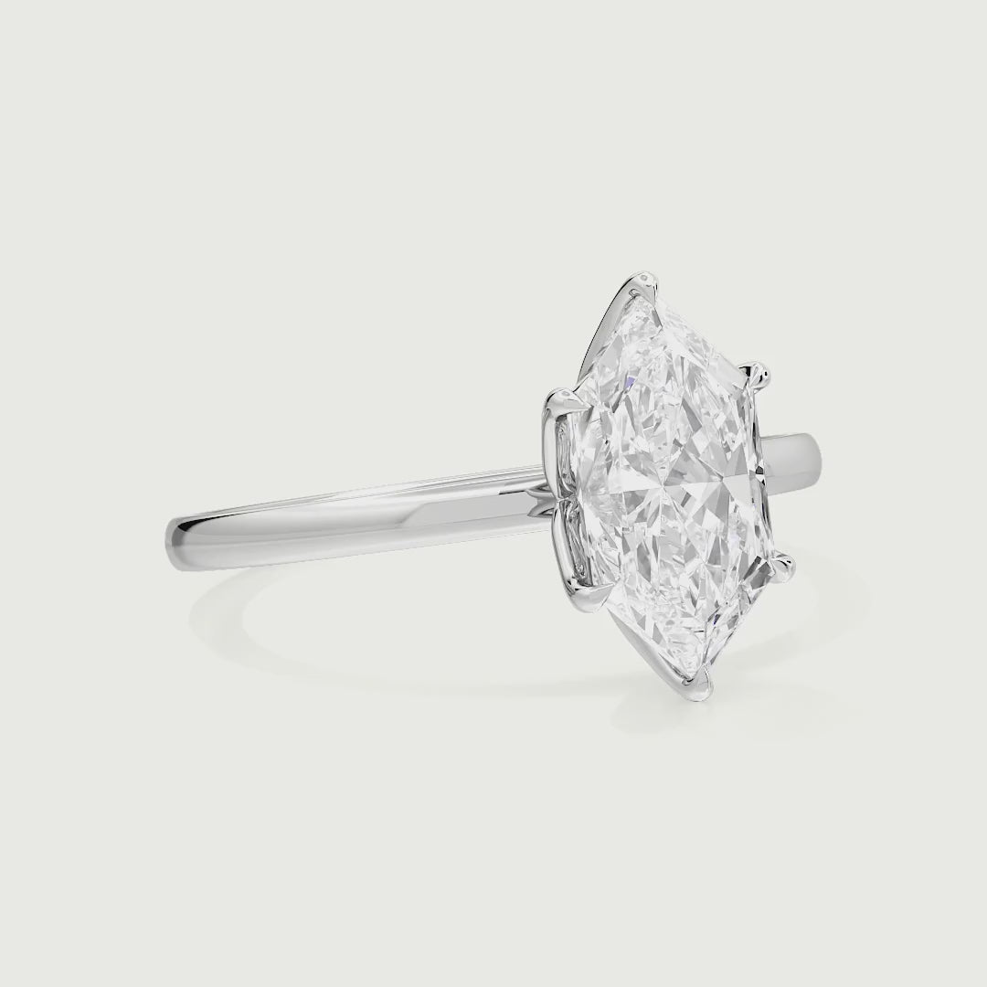 Daphne Dutch Marquise Solitaire Lab Grown Diamond Tulip Setting Engagement Ring
